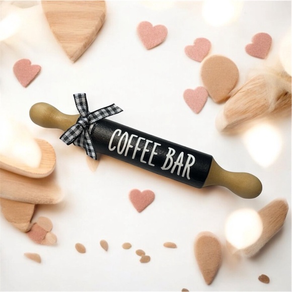 ⤵️🆕Mini Rolling Pin, Farmhouse Mini Rolling Pins, Tiered Tray Decor. COFFEE BAR - Picture 3 of 7